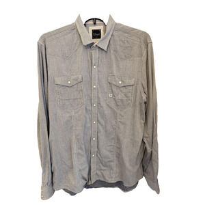 7 Diamonds Shirt Mens 2XL Gray Western Pearl Snap Long Sleeve Chambray Casual